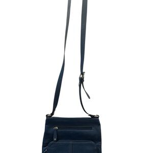 Tignanello blue Soft Leather Crossbody Bag Pleated Detail Silky Lining